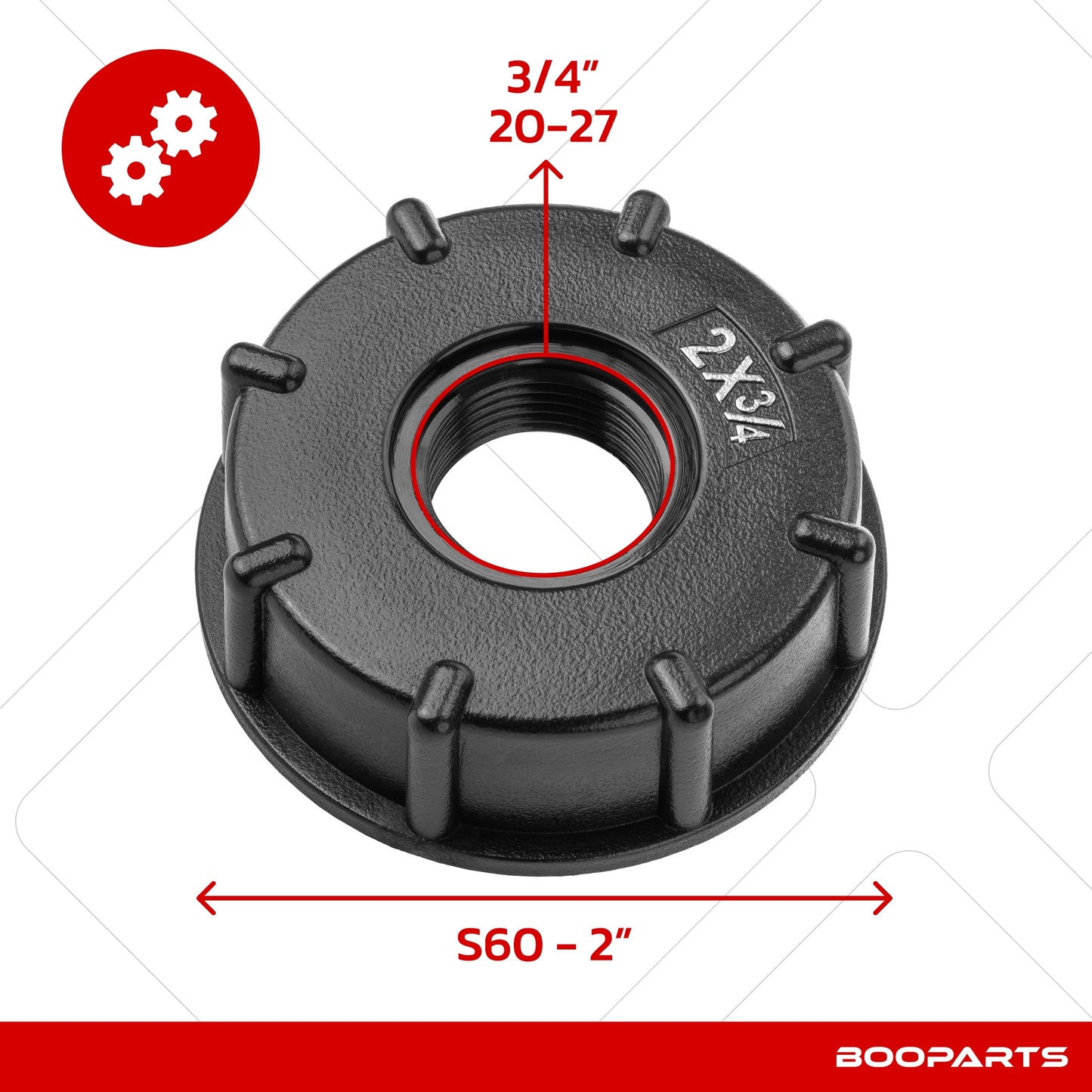 IBC-Tank-Adapterkappe 2" x 1/2" (S60 x 6) x (15/21)