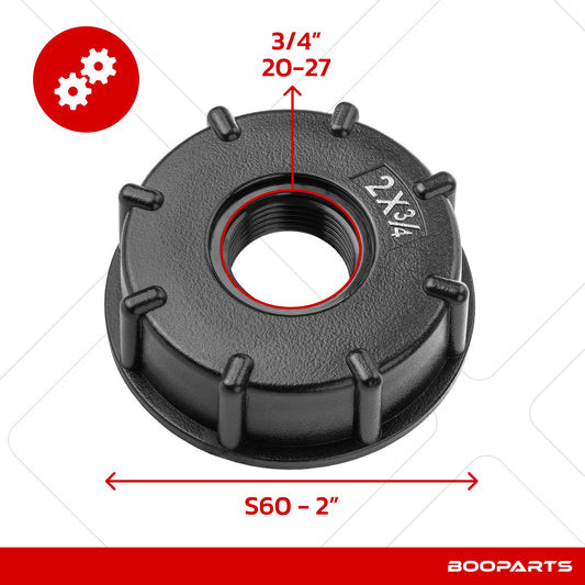 Adapter cap for IBC tank 2" x 1/2" (S60 x 6) x (15/21)
