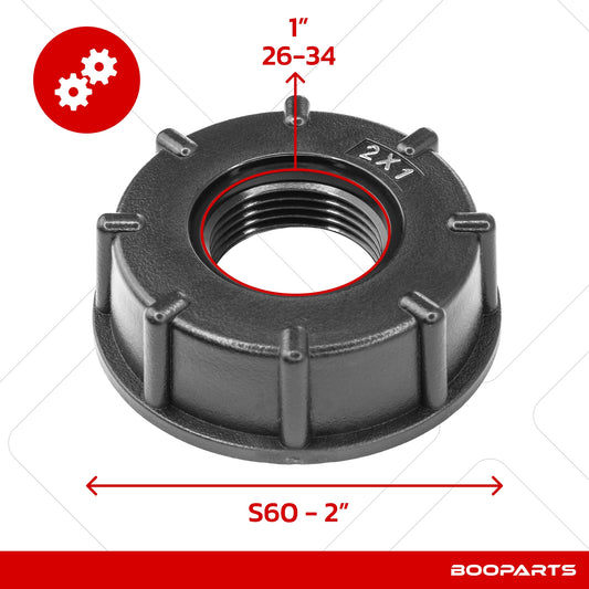 Adapter cap for IBC tank 2" x 1/2" (S60 x 6) x (15/21)