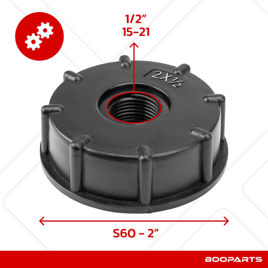 Adapter cap for IBC tank 2" x 1/2" (S60 x 6) x (15/21)